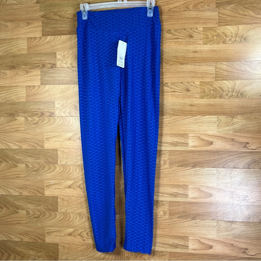 New With Tags Yuna Fashion Size Small/Medium Bubble Look Blue Leggings